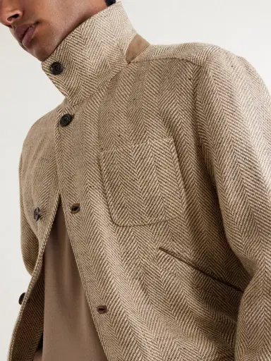 Ralph Lauren Purple Label Corduroy and Suede-Trimmed Herringbone Linen Field Jacket - Men | Thumbnail 6