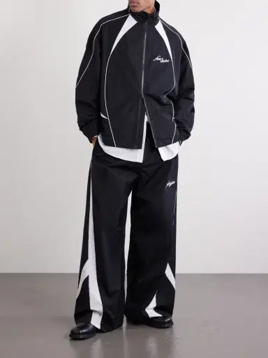 Acne Studios Technical Logo-Embroidered Striped Cotton-Blend Jacket - Men | Thumbnail 2 Acne Studios Technical Logo-Embroidered Striped Cotton-Blend Jacket - Men | Thumbnail 2