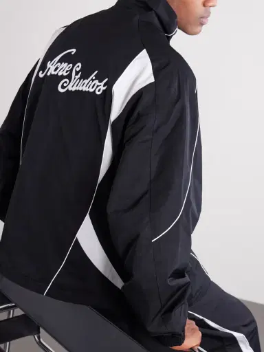 Acne Studios Technical Logo-Embroidered Striped Cotton-Blend Jacket - Men | Thumbnail 5 Acne Studios Technical Logo-Embroidered Striped Cotton-Blend Jacket - Men | Thumbnail 5