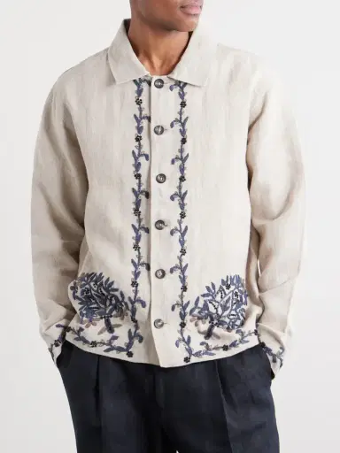 Kartik Research Bead-embellished Embroidered Linen Jacket - Men | Thumbnail 3 Kartik Research Bead-embellished Embroidered Linen Jacket - Men | Thumbnail 3