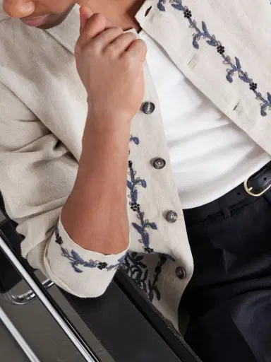 Kartik Research Bead-embellished Embroidered Linen Jacket - Men | Thumbnail 5 Kartik Research Bead-embellished Embroidered Linen Jacket - Men | Thumbnail 5