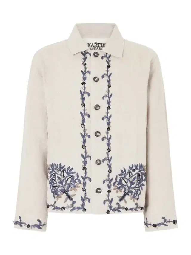 Bead-embellished Embroidered Linen Jacket - Men