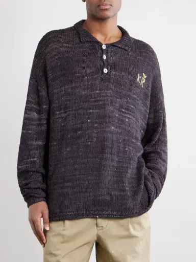 Kartik Research Eri Logo-Embroidered Knitted Silk Polo Shirt - Men | Thumbnail 3 Kartik Research Eri Logo-Embroidered Knitted Silk Polo Shirt - Men | Thumbnail 3