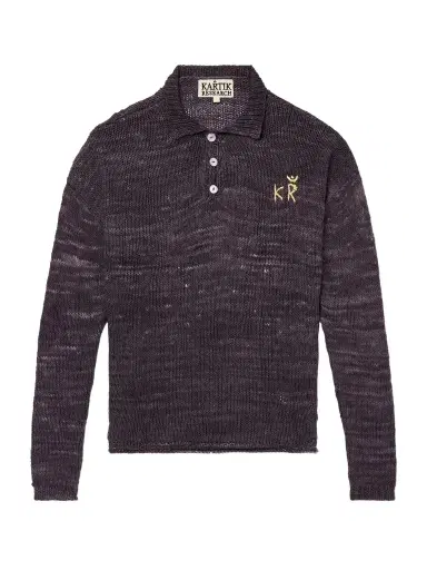Kartik Research Eri Logo-Embroidered Knitted Silk Polo Shirt - Men | Thumbnail 1 Kartik Research Eri Logo-Embroidered Knitted Silk Polo Shirt - Men | Thumbnail 1