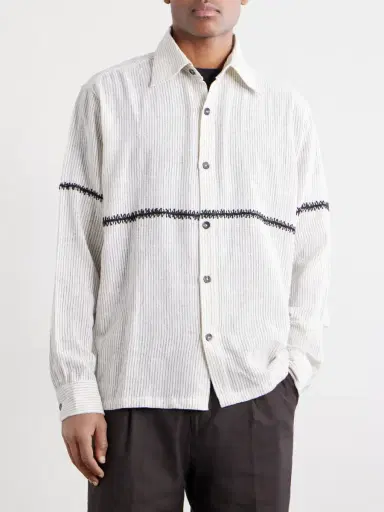Kartik Research Rabari Embroidered Pinstriped Shirt - Men | Thumbnail 3 Kartik Research Rabari Embroidered Pinstriped Shirt - Men | Thumbnail 3