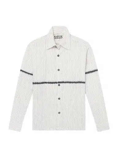 Kartik Research Rabari Embroidered Pinstriped Shirt - Men | Thumbnail 1 Kartik Research Rabari Embroidered Pinstriped Shirt - Men | Thumbnail 1