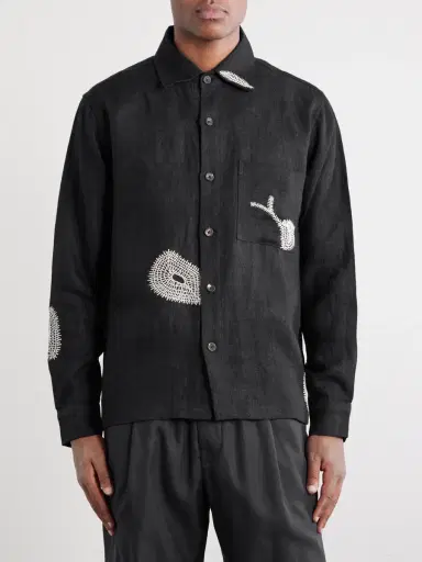 Kartik Research Repair Embroidered Linen Shirt - Men | Thumbnail 3