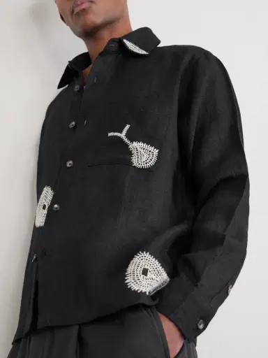 Kartik Research Repair Embroidered Linen Shirt - Men | Thumbnail 5