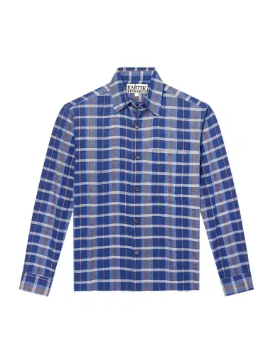 Kartik Research Patadui Checked Cotton Shirt - Men | Thumbnail 1 Kartik Research Patadui Checked Cotton Shirt - Men | Thumbnail 1