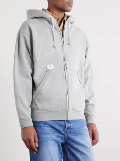 WTAPS Throwdy Logo-Appliquéd Cotton-Jersey Zip-Up Hoodie - Men | Thumbnail 3