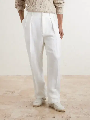 Ralph Lauren Purple Label Straight-Leg Pleated Herringbone Linen Trousers - Men | Thumbnail 3 Ralph Lauren Purple Label Straight-Leg Pleated Herringbone Linen Trousers - Men | Thumbnail 3