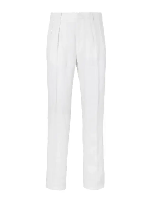 Straight-Leg Pleated Herringbone Linen Trousers - Men