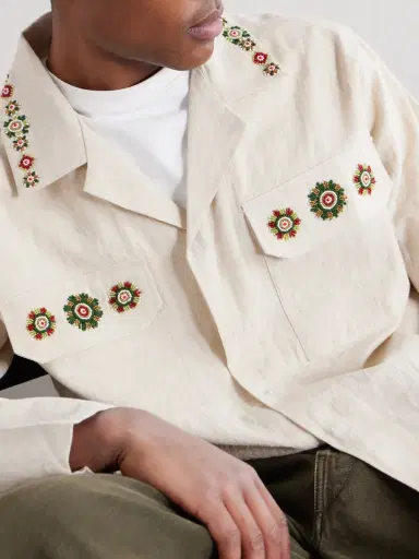 Kartik Research Surya Camp-Collar Embroidered Cotton Shirt - Men | Thumbnail 5
