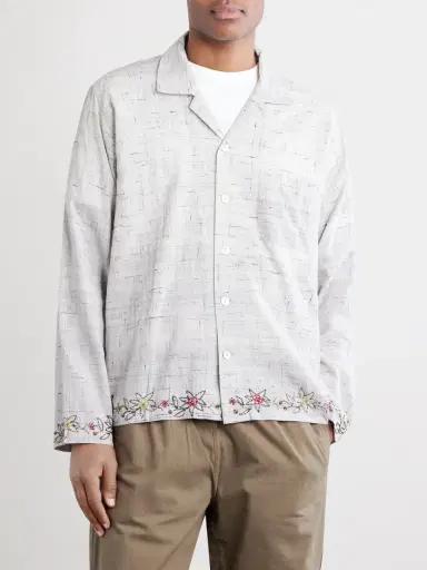 Kartik Research Camp-Collar Bead-Embellished Embroidered Cotton-Voile Shirt - Men | Thumbnail 3