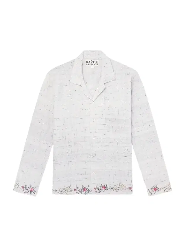 Camp-Collar Bead-Embellished Embroidered Cotton-Voile Shirt - Men