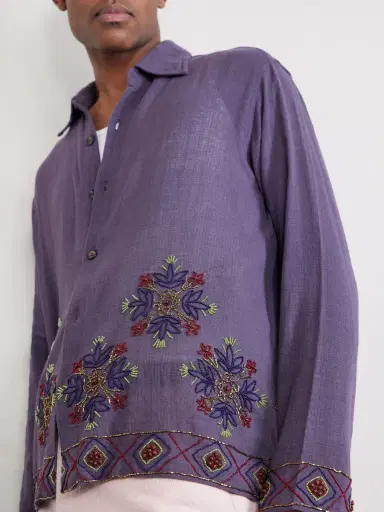 Kartik Research Bead-Embellished Embroidered Cotton Shirt - Men | Thumbnail 5 Kartik Research Bead-Embellished Embroidered Cotton Shirt - Men | Thumbnail 5