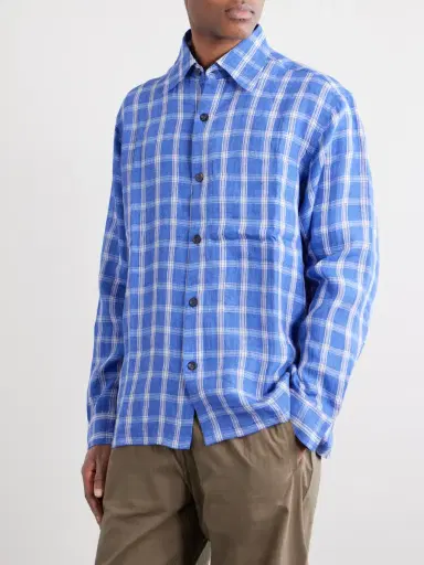 Kartik Research Pataudi Checked Linen Shirt - Men | Thumbnail 3