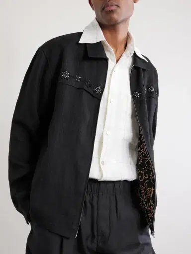 Kartik Research Embroidered Linen Jacket - Men | Thumbnail 4 Kartik Research Embroidered Linen Jacket - Men | Thumbnail 4