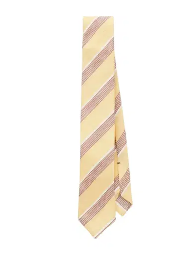 De Petrillo 7cm Striped Linen and Silk-Blend Tie - Men | Thumbnail 1