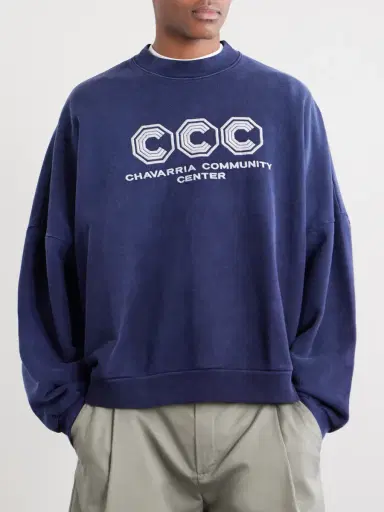 Willy Chavarria Hooligan Logo-Embroidered Cotton-Jersey Sweatshirt - Men | Thumbnail 3 Willy Chavarria Hooligan Logo-Embroidered Cotton-Jersey Sweatshirt - Men | Thumbnail 3