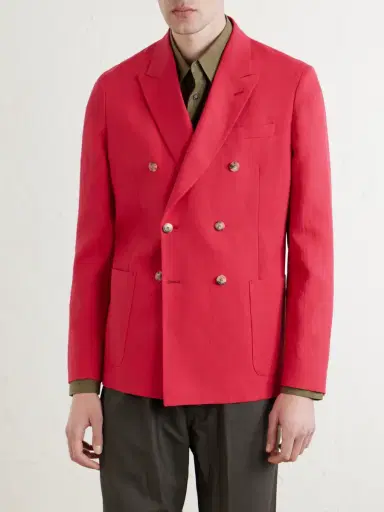 Paul Smith Double-Breasted Linen Blazer - Men | Thumbnail 3