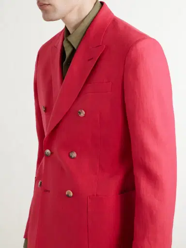 Paul Smith Double-Breasted Linen Blazer - Men | Thumbnail 5