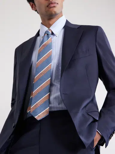 De Petrillo 7cm Striped Silk and Linen-Blend Tie - Men | Thumbnail 3