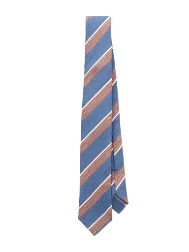 De Petrillo 7cm Striped Silk and Linen-Blend Tie - Men | Thumbnail 1