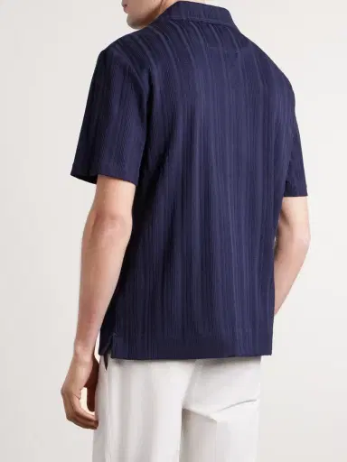 MR P. Camp-Collar Textured Organic Cotton Shirt - Men | Thumbnail 4