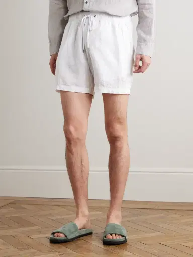 James Perse Straight-Leg Garment-Dyed Linen Drawstring Shorts - Men | Thumbnail 3