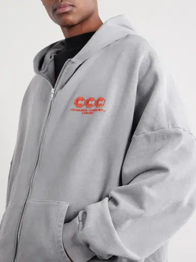 Willy Chavarria Logo-Embroidered Cotton-Jersey Zip-Up Hoodie - Men | Thumbnail 5