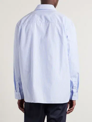 A.P.C. Malaury Logo-Embroidered Striped Cotton-Poplin Shirt - Men | Thumbnail 4 A.P.C. Malaury Logo-Embroidered Striped Cotton-Poplin Shirt - Men | Thumbnail 4