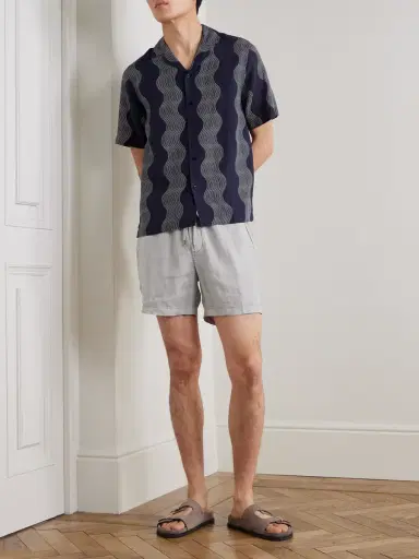 James Perse Straight-Leg Garment-Dyed Linen Drawstring Shorts - Men | Thumbnail 2 James Perse Straight-Leg Garment-Dyed Linen Drawstring Shorts - Men | Thumbnail 2