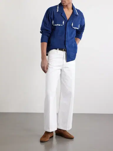 Kartik Research Surya Camp-Collar Embellished Embroidered Cotton Shirt - Men | Thumbnail 2