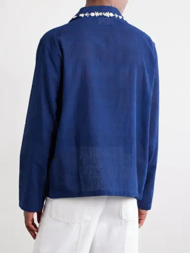 Kartik Research Surya Camp-Collar Embellished Embroidered Cotton Shirt - Men | Thumbnail 4