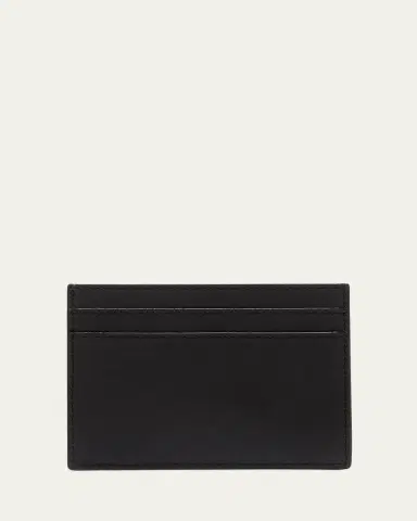 Saint Laurent YSL Monogram Croc-Embossed Leather Card Case, Black | Thumbnail 3