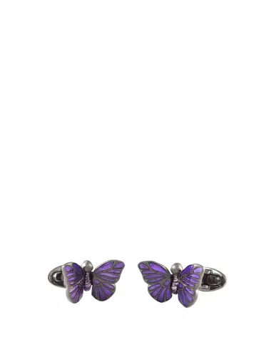 Jan Leslie Enamel Butterfly Cufflinks, Purple | Thumbnail 1 Jan Leslie Enamel Butterfly Cufflinks, Purple | Thumbnail 1