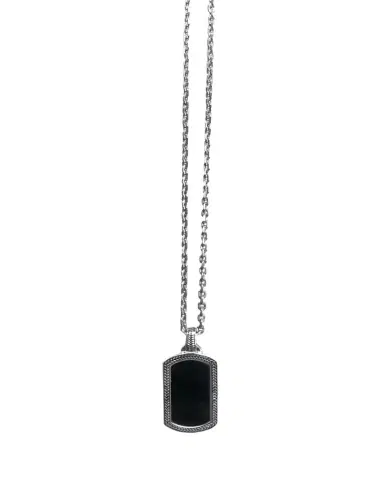 Jan Leslie Men's Onyx Dog Tag Necklace, 20" | Thumbnail 1