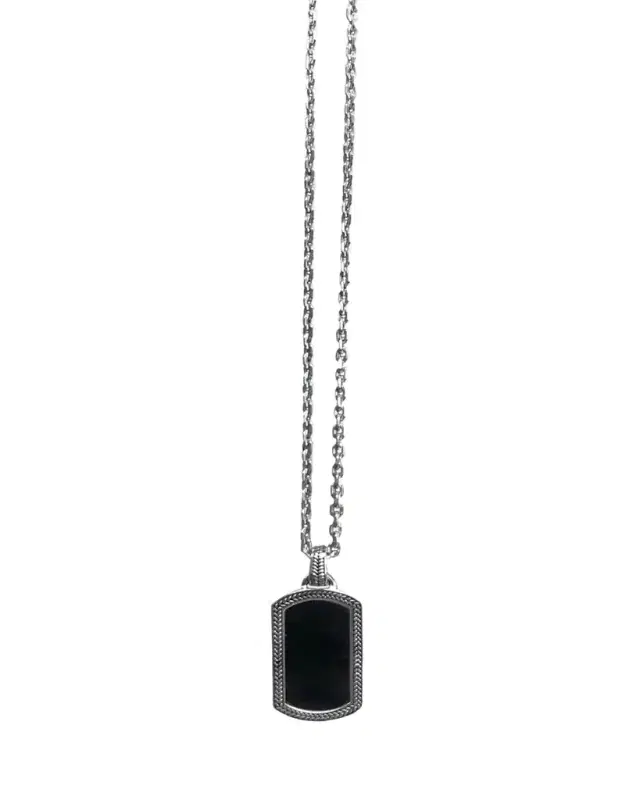 Jan Leslie Men's Onyx Dog Tag Necklace, 20"