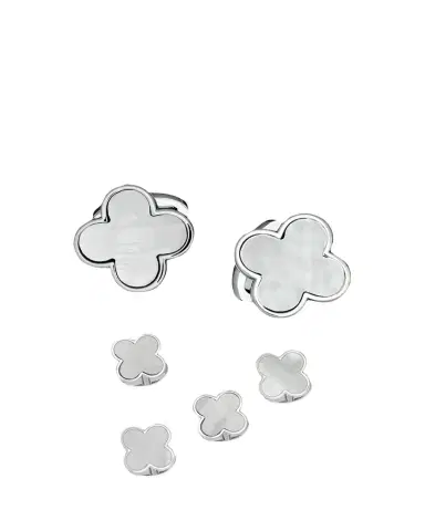 Jan Leslie Men's Mother-of-Pearl Clover Cufflink Stud Set | Thumbnail 1