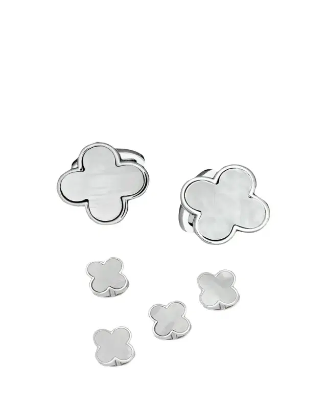 Jan Leslie Men's Mother-of-Pearl Clover Cufflink Stud Set