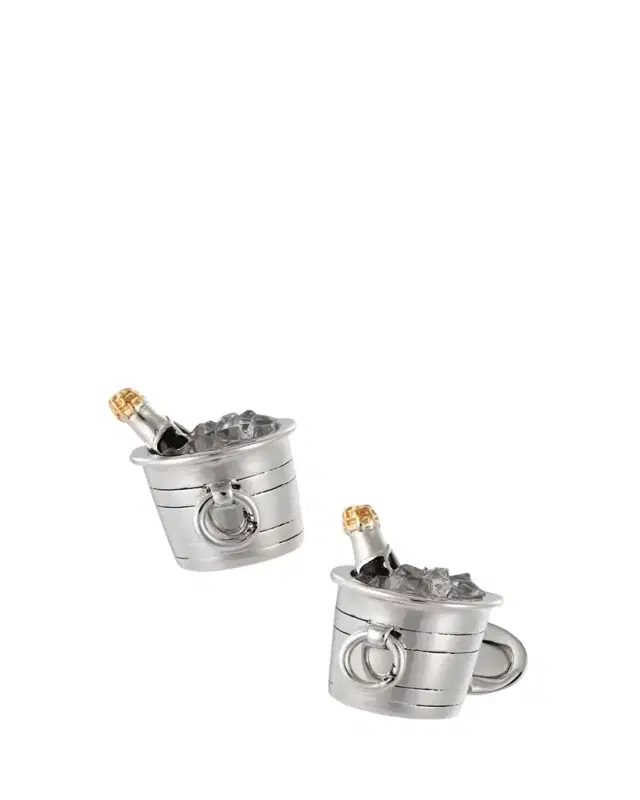 Jan Leslie Sterling Silver Crystal Quartz Champagne Bucket Cuff Links
