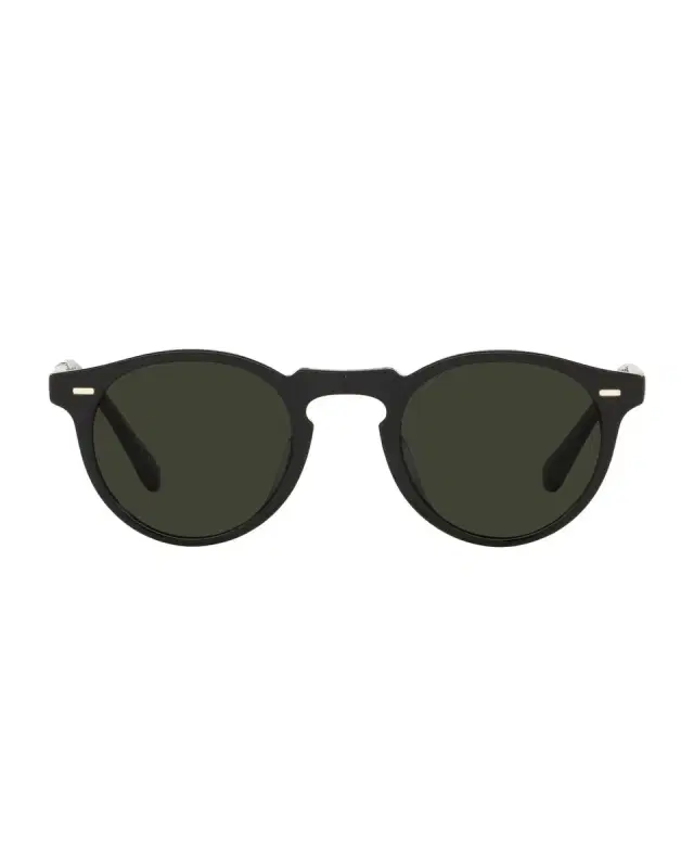 Gregory Peck Round Acetate Sunglasses, Black