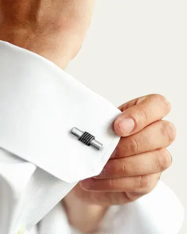 Jan Leslie Men's Sterling Silver Rope Tube Cufflinks | Thumbnail 2 Jan Leslie Men's Sterling Silver Rope Tube Cufflinks | Thumbnail 2