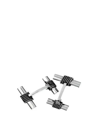 Jan Leslie Men's Sterling Silver Rope Tube Cufflinks | Thumbnail 1 Jan Leslie Men's Sterling Silver Rope Tube Cufflinks | Thumbnail 1