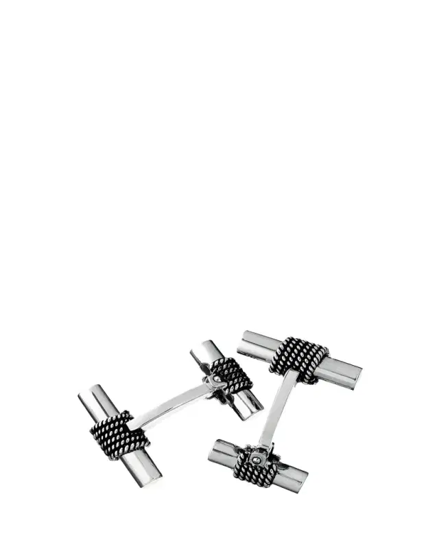 Jan Leslie Men's Sterling Silver Rope Tube Cufflinks