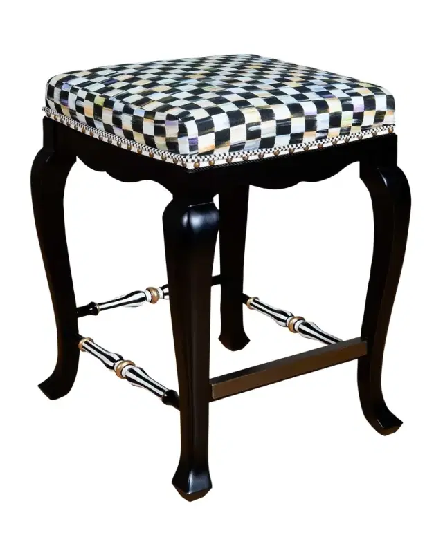 MacKenzie-Childs Black Courtly Check Counter Stool, 36"