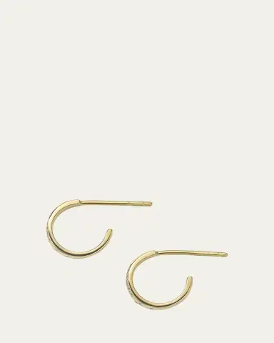 Ippolita Huggie Hoop Earrings in 18K Gold with Diamonds | Thumbnail 2 Ippolita Huggie Hoop Earrings in 18K Gold with Diamonds | Thumbnail 2