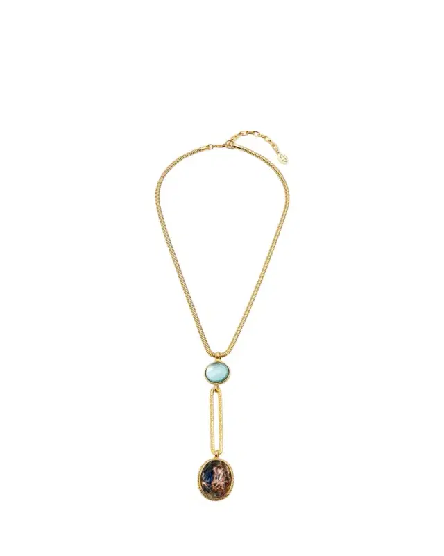 Ben-Amun 24K Snake Lariat Necklace with Stones