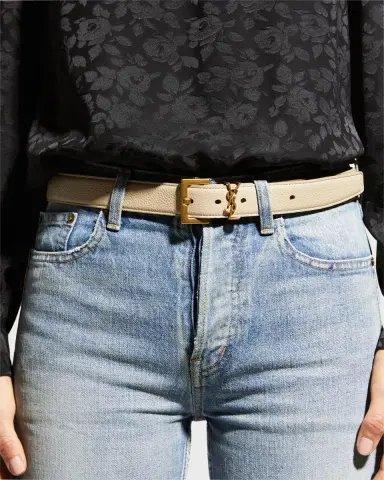 Saint Laurent YSL Calf Leather Belt | Thumbnail 1